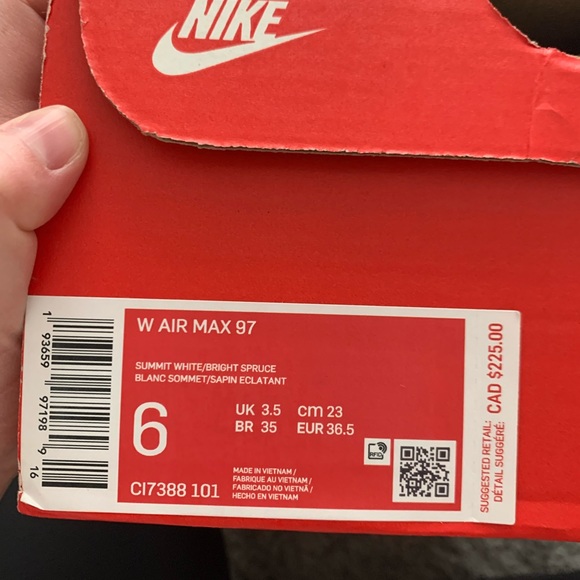 Women's Nike Air Max 97 Summit White/Bright Spruce CI7388 101 Size 6 - Picture 2 of 7